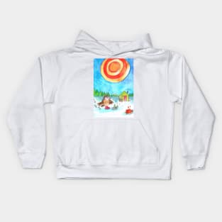 Ice Fishing Owl Kids Hoodie